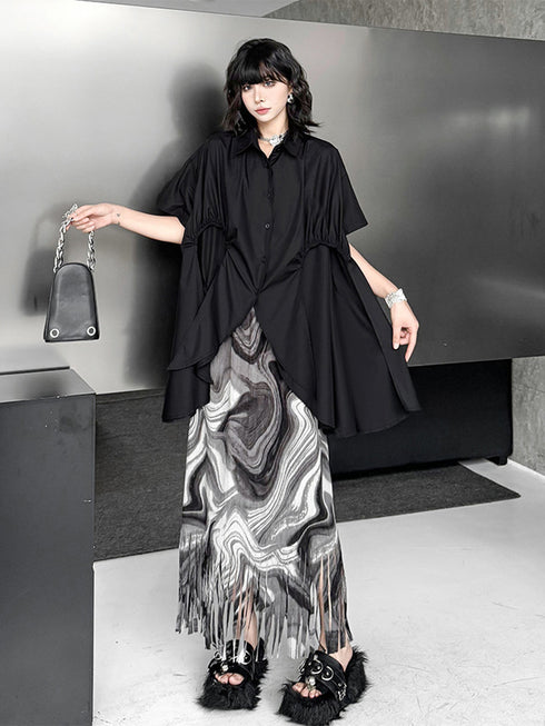 Layer Flare Gathered Blouse